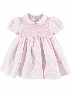 Feltman Brothers Baby Girl Pink Smocked Hand Embroidered Dress 9M NWT